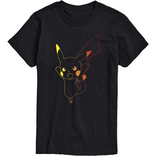 เสื้อผ้าไฮบริด - Pokémon - โครงร่าง Pikachu สีสันสดใส - เสื้อยืดกราฟฟิคแขนสั้นผู้ชาย : เสื้อผ้า รองเท้า และเครื่องประดับ