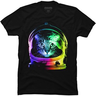 Design By Humans Mens Astronaut Cat By Clingcling T-shirt - - : เสื้อผ้า รองเท้า และเครื่องประดับ