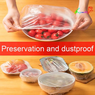 【AG】100Pcs Plastic Wrap Waterproof Disposable PVC Refrigerator Disposable Shower Cap Keeping Bag for