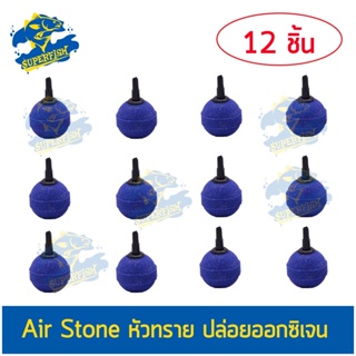 Air Stone หัวทราย แบบละเอียด อย่างดี 12 หัว ขนาด 2.5 ซม. คละสี