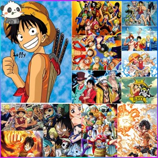 hot┅○ภาพครอสติสคริสตัล ลายอนิเมะญี่ปุ่น One Piece 5 มิติ งาน DIY สำหรับตกแต่งผนัง