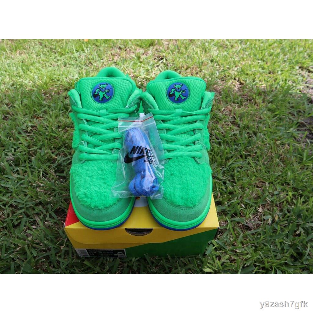 ✥Grateful Dead x Nike SB Dunk Low pro QS รองเท้าผ้าใบสีเขียวหมี CJ5378-300รองเท้าผ้าใบผู้ชาย