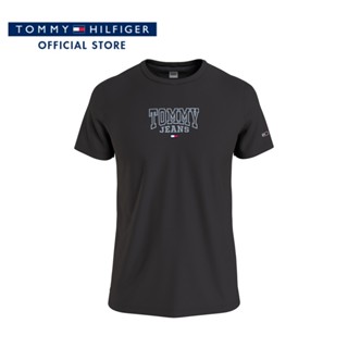 Tommy Hilfiger เสื้อยืดแขนสั้นผู้ชาย รุ่น DM0DM17213 BDS - สีดำ