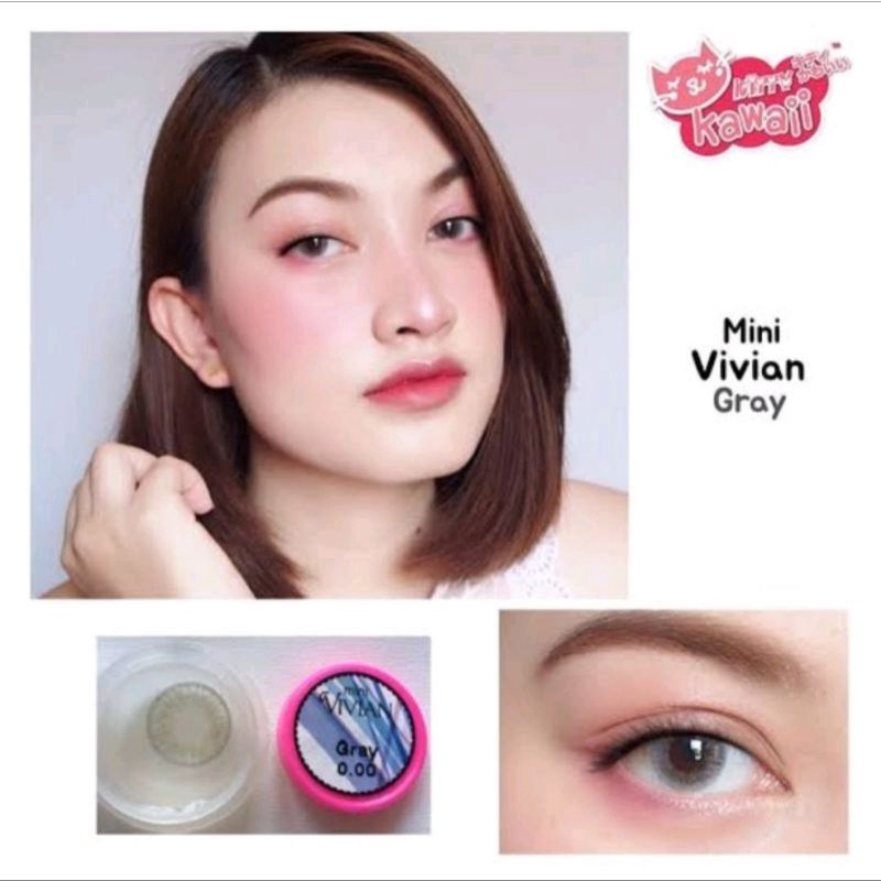 คอนแทคเลนส์ รุ่น Mini Vivian by kitty kawaii สีเทา/ตาล Gray/Brown ค่าสายตา (0.00)-(-10.00)