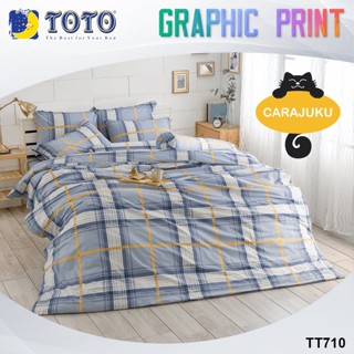 TOTO (ชุดประหยัด) ชุดผ้าปูที่นอน+ผ้านวม ลายกราฟฟิก Graphic TT710 สีน้ำเงิน #โตโต้ ชุดเครื่องนอน ผ้าปู ผ้าปูที่นอน กราฟิก