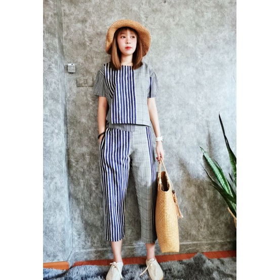 (ใส่โค้ดAPRINC30ลดเพิ่ม30%) ชุดเซตผ้าฝ้ายเนื้อนุ่ม​ เสื้อแขนสั้น และ กางเกงขายาว มีหลายลาย