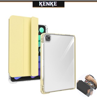 KENKE เคส iPad ใหม่ ฝาหลังเต็มจอ รางเลื่อนดึงออกได้ เคสอะคริลิกใสและใส สำหรับ ipad 2022 m2 pro 11 ipad 10 รุ่น 2020 ipad air 4 air 5 ipad gen 7 8 9 pro 11 2021 case พร้อมช่องใส่ดินสอ ป้องกันการหักงอ ไฮเอนด์ เรียบง่าย