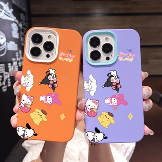 SANRIO เคสโทรศัพท์มือถือ ซิลิโคนนุ่ม ลายการ์ตูนคิตตี้ ซานริโอ้ คุโรมิ เมโลดี้ 3 in 1 สําหรับ iPhone 14Promax 13 12 11 7Plus X XR