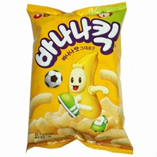 บานานาคิกส์ ขนมอบกรอบรสกล้วยหอม nongshim banana flavor snack 농심 스낵 부드러운 바나나 맛 75g.