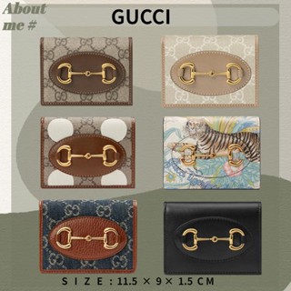 👜กุชชี่ กระเป๋าใส่บัตร Gucci Horsebit 1955 Series กระเป๋าใส่บัตรสำหรับสุภาพสตรี Saddle Wallet 621887