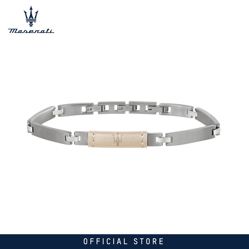 Maserati Jewels 220mm Stainless Steel Leather Men's กำไลข้อมือ JM218AMD03 (Adjustable)