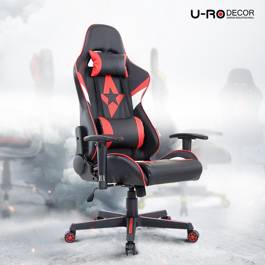 U-RO DECOR เก้าอี้เล่นเกมส์ปรับนอนได้ รุ่น CAPTAIN (กัปตัน) สีดำ/แดง/ขาว รับประกัน 1 ปี ปรับเอนนอน 180 องศา