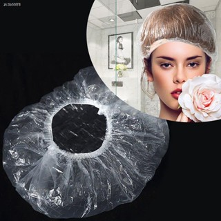 100 Pcs Disposable Clear Plastic Clear Beauty Salon Cap Shower Cap Waterproof Hair Dye Bathing Cap Cling Bathroom Suppli