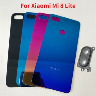 ใหม่ ฝาครอบแบตเตอรี่ด้านหลัง พร้อมเลนส์กล้อง และกาว แบบเปลี่ยน สําหรับ Xiaomi Mi 8 Lite