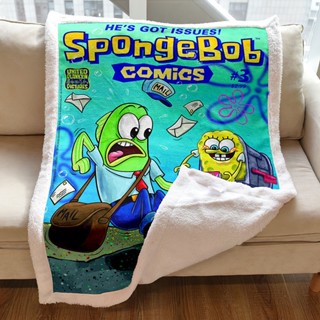 ผ้าห่ม แบบหนา สองชั้น ลาย Spongebob SquarePants สําหรับหอพัก สํานักงาน