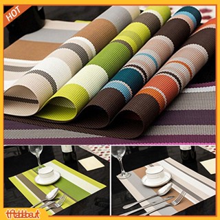 &lt;TF&gt; 1 ชิ้นพีวีซีกันน้ำและความร้อนฉนวน placemat แถบสี่เหลี่ยม placemat