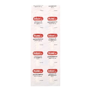 TYLENOL 500 mg. ไทลินอล 500 พาราเซตามอล 10 เม็ด 1 แผง