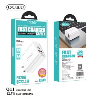 SALE⚡️OUKU Q11 ชุดหัวชาร์จเร็ว 2USB 42.5W (PD20W+QC22.5W USB ) ขาแบนUS set พร้อมสายชาร์จ Fast Charge สำหรับ TC to L / TC