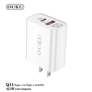 👍🏻OUKU Q11 ชุดหัวชาร์จเร็ว 2USB 42.5W (PD20W+QC22.5W USB ) ขาแบนUS set พร้อมสายชาร์จ Fast Charge สำหรับ TC to L / TC t