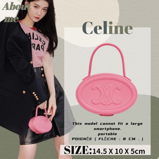 ⭐เซลีน Celine CUIR TRIOMPHE กระเป๋าเครื่องสำอางรูปไข่/กระเป๋าถือ/แคปซูล Crossbody Bag