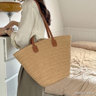 กระเป๋าสาน สายหนัง ทรงshoppping bag minimal