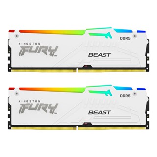 คอมพิวเตอร์ \ 32GB (16GBx2) DDR5 5600MHz RAM (หน่วยความจำ) KINGSTON FURY BEAST DDR5 RGB (WHITE) (KF556C40BWAK2-32)