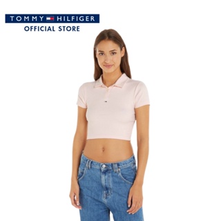 Tommy Hilfiger เสื้อครอปผู้หญิง รุ่น DW0DW15323 TJ9 - สีชมพู