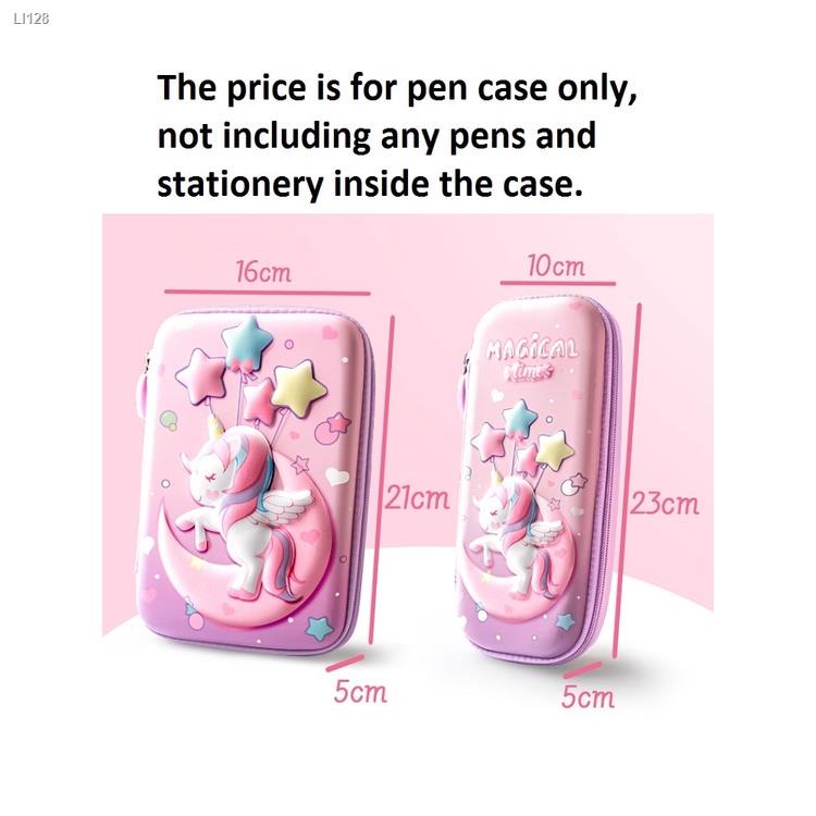 ▥✟3D Pencil Case EVA Storage Box Lovely Pink Unicorn Cartoon Pen Bag for School Girl Stationery Gift Pouch Eraser Holder