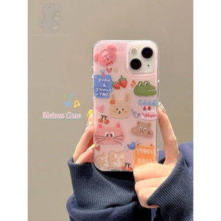 เคสโทรศัพท์มือถือ ลายสัตว์น่ารัก สีชมพู สําหรับ Apple iPhone 14 13 12 11 14promax 13 ne