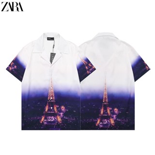 [พร้อมส่ง] Zara เสื้อเชิ้ตแขนสั้นลําลอง คอปกพับ พลัสไซซ์ สไตล์วินเทจ แฟชั่นฤดูร้อน สําหรับผู้ชาย และผู้หญิง 2023