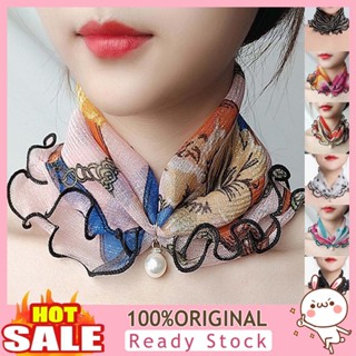 [B_398] Scarf Painting Print Imitation Durable Ruffle Edge Lady Headscarf for Banquet