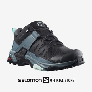 SALOMON X ULTRA 4 GTX W สี BLACK/STORMY WEATHER/OPAL BLUE รองเท้าเดินป่า รองเท้าผู้หญิง รองเท้าเดินป่า Hiking ปีนเขา