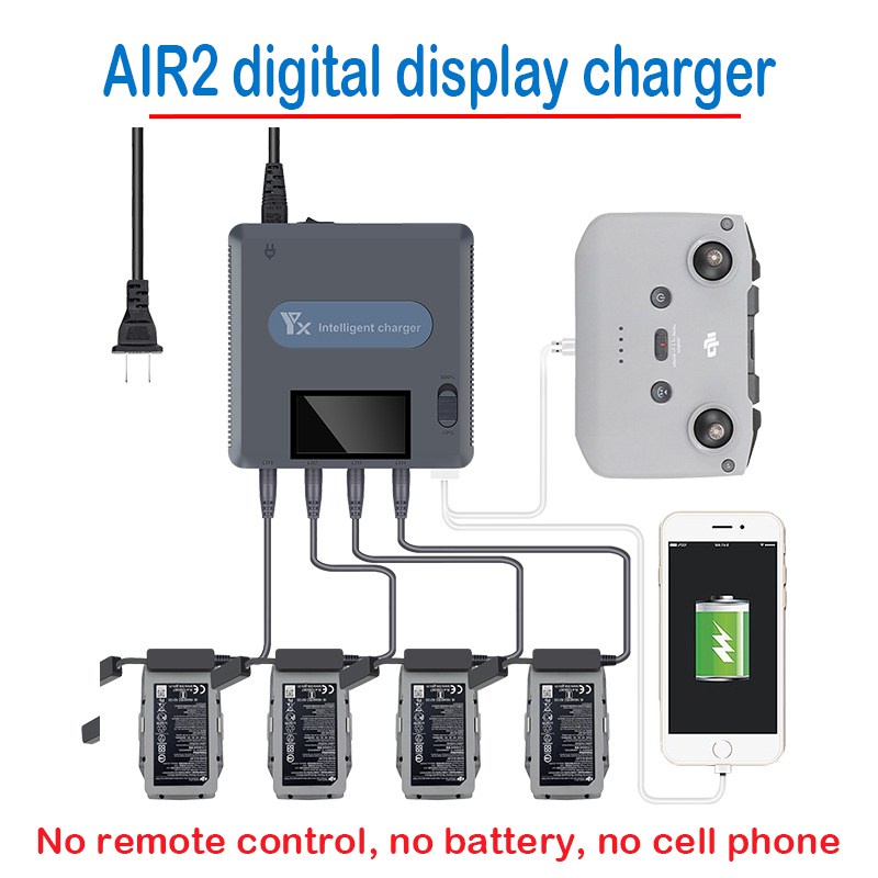 Multi Charger สำหรับ DJI Air 2S Mavic Air 2 Battery Charger รีโมทคอนโทรลอัจฉริยะ Fast Charging Hub จอแสดงผล LCD อุปกรณ์เ