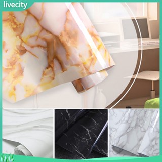 livecity| สติกเกอร์ PVC ลายหินอ่อน กันน้ํา มีกาวในตัว สําหรับติดตกแต่งผนังบ้าน ฉากหลังทีวี