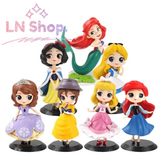 15-16 cm. Qposket เจ้าหญิงหุ่นของเล่นนางเงือกหิมะสีขาว Belle เจ้าหญิงนิทรา PVC น่ารักตุ๊กตาตุ๊กตา