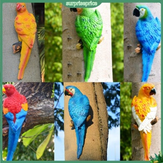 &lt;surprise&gt; Simulation Parrot Bird Sculpture Resin Craft Wall Hanging Garden Decoration