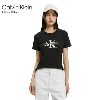 Calvin Klein เสื้อยืดผู้หญิง ทรง Slim รุ่น J220168 BEH - สีดำ