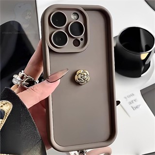 เคสโทรศัพท์มือถือ ลายดอกคามิเลีย สีกาแฟ สําหรับ Apple iPhone 14 13 12 11 Pro Max 14pro 13