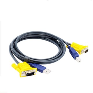 สายเคเบิลเชื่อมต่อ USB คู่ KVM 1.5 เมตร + สายเคเบิลสวิตช์ VGA สามขนาน