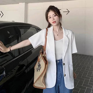 พร้อมส่ง ❗B04 🌈🍭 เบลเซอร์ตัวยาวสาวอวบ แขนสั้น กระดุมดำ รอบอก 42-52-62 ใหญ่พิเศษ ใส่ทำงาน ใส่เที่ยวน่ารัก เกาหลีมากกกก