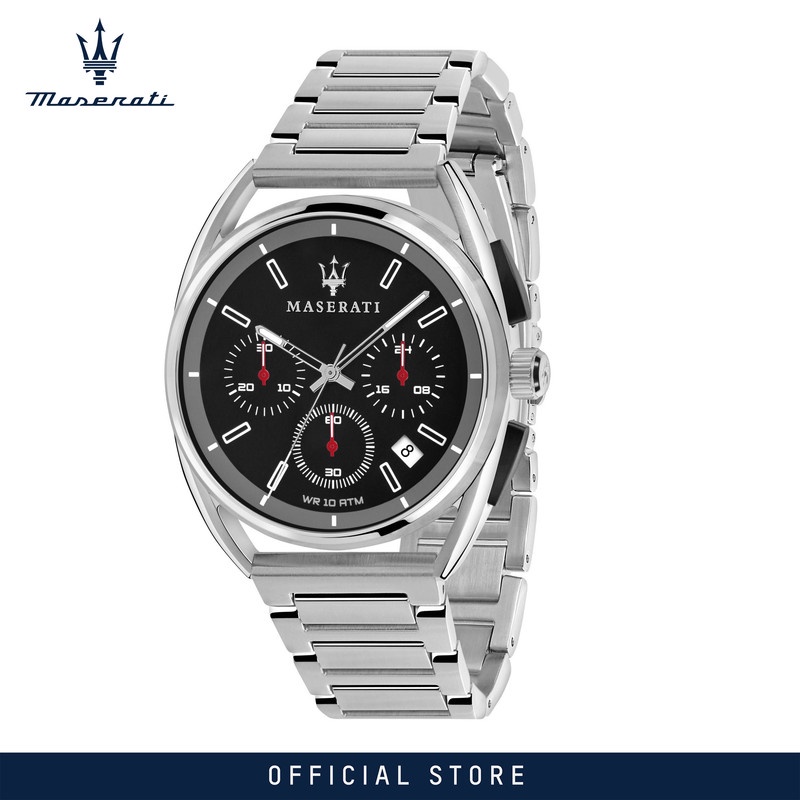 【2 Years Warranty】 Maserati Trimarano 41mm Metal Band Men's Quartz Chronograph นาฬิกาข้อมือ R8873632