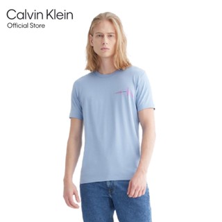 CALVIN KLEIN เสื้อยืดผู้ชาย ทรง Slim  รุ่น J322702 DAR - สีฟ้า