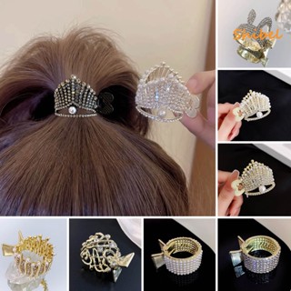 HOT_ ผู้หญิง Claw คลิปผม Rhinestone Faux Fish TAIL รูปร่างตกแต่งผม Anti-SLIP น้ำหนักเบา Crown HEAD อุปกรณ์เสริมผม