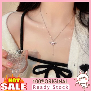 [B_398] Women Necklace Valentines Day Girlfriend Romantic Gift Rhinestone Inlaid Love Wing Clavicle Necklace Fashion Jewelry