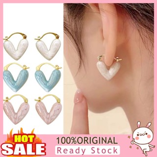 [B_398] 1 Pair Women Earrings Heart Shape Anti-allergy Lightweight Stainless Huggie Lady Dangle Earrings Women Ear Jewelry