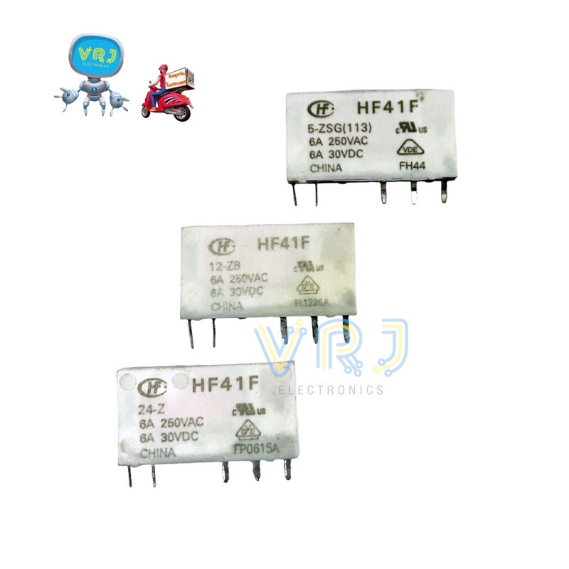 Relay HF41-Reray 6A-5V,12V,24V Relay รีเลย์ 5 ขา มีของพร้อมส่งในไทย🚚🇹🇭