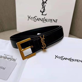 Saint Laurent หัวเข็มขัดหนังแท้ ทรงสี่เหลี่ยม ระดับสูง แฟชั่นสําหรับผู้หญิง