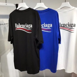 Balenciaga เสื้อยืดแขนสั้น พิมพ์ลายคลื่นโคล่า แฟชั่นฤดูร้อน สําหรับผู้ชาย และผู้หญิง