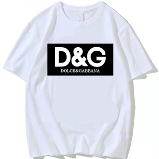 เสื้อยืดแขนสั้น คอกลม ผ้าฝ้าย พิมพ์ลาย Dolce &amp; Gabbana DG แฟชั่นฤดูร้อน สําหรับผู้ชาย และผู้หญิง