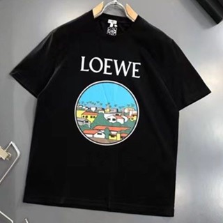 Loewe เสื้อยืดแขนสั้น พิมพ์ลาย Loewe สไตล์ยุโรป และอเมริกา เรโทร แฟชั่นฤดูร้อน